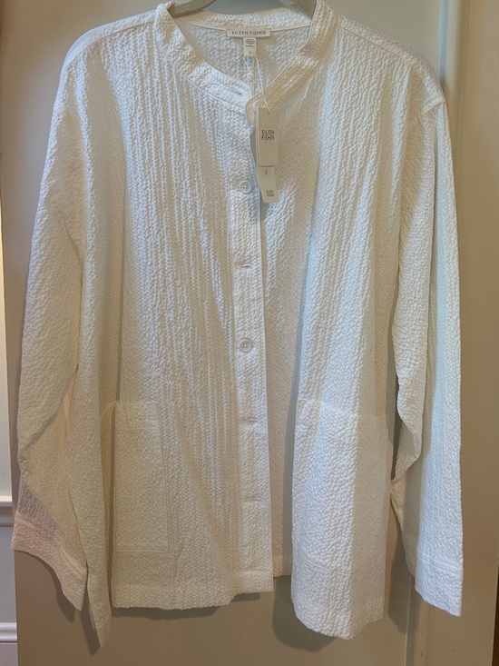 Eileen Fisher Tops - Eileen Fisher White Textured Button-Front Tunic
